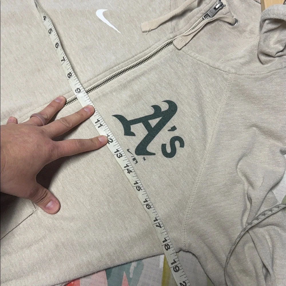 Nike A’s Light Tan Zip-Up Hoodie with Logo medium